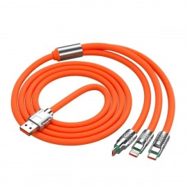 3 in 1 Type-C + Micro Usb + Lightning Hızlı Şarj Kablosu Silikon Kablo 1 Metre