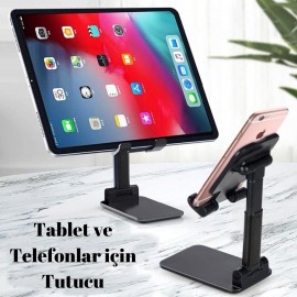 Siyah Aynalı Cep Telefonu Sabitleyici Stand Katlanabilir Ayarlanabilir Telefon Standı