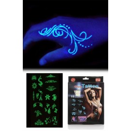 Kanserojen Madde İçermeyen Geçici Fosforlu Dövme Sticker Seti
