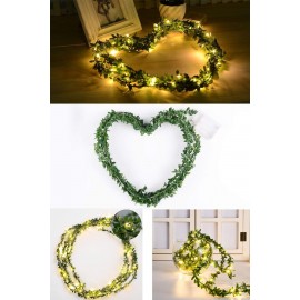 Yapraklı Dekorlu 3 Metre Peri Led Pilli  Işık Yılbaşı Aydınlatma