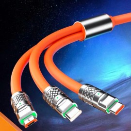 3 in 1 Type-C + Micro Usb + Lightning Hızlı Şarj Kablosu Silikon Kablo 1 Metre