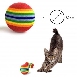 3lü Gökkuşağı Sünger Kedi Köpek Çiğneme Oyun Topu 4,2 cm
