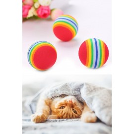 3lü Gökkuşağı Sünger Kedi Köpek Çiğneme Oyun Topu 4,2 cm