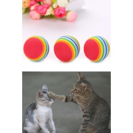 3lü Gökkuşağı Sünger Kedi Köpek Çiğneme Oyun Topu 4,2 cm