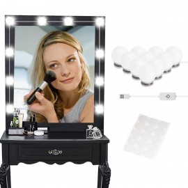 Nostalji Hollywood Tarzı 10lu Makyaj Masası Aynası Beyaz Led Işıklı Lamba USB
