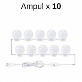 Nostalji Hollywood Tarzı 10lu Makyaj Masası Aynası Beyaz Led Işıklı Lamba USB