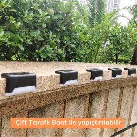 Solar Güneş Enerjili Şarj Edilen Köşebent Merdiven Veranda Bahçe Yolu Led Lamba Işık 4 Adet