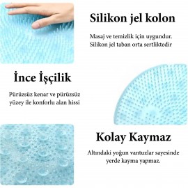 Silikon Fırçalı Banyo Masaj Matı ve  Ayaklar için Topuk Masaj Paspası