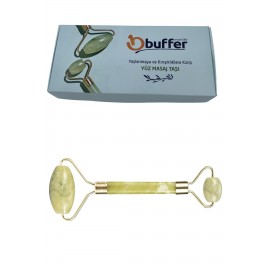 Özel Süngerli Kutusunda Kırılmaz Çift Taraflı 2li Cilt Yüz Masaj Aleti Jade Roller Yeşim Taşı