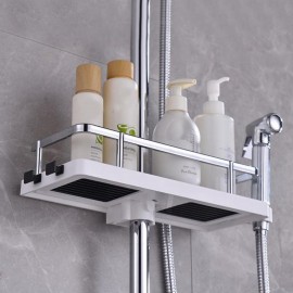 Banyo Direğine Asılabilir Köşelik Şampuanlık Sabunluk Çift Askılı Düzenleyici Raf Paslanmaz 