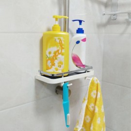 Banyo Direğine Asılabilir Köşelik Şampuanlık Sabunluk Çift Askılı Düzenleyici Raf Paslanmaz 