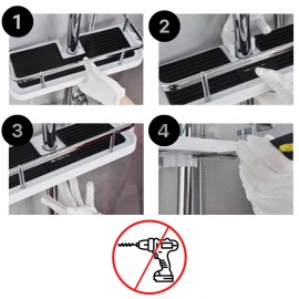 Banyo Direğine Asılabilir Köşelik Şampuanlık Sabunluk Çift Askılı Düzenleyici Raf Paslanmaz 