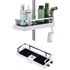 Banyo Direğine Asılabilir Köşelik Şampuanlık Sabunluk Çift Askılı Düzenleyici Raf Paslanmaz 