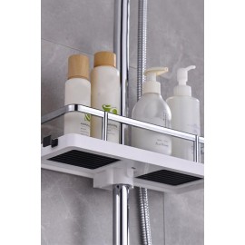 Banyo Direğine Asılabilir Köşelik Şampuanlık Sabunluk Çift Askılı Düzenleyici Raf Paslanmaz 